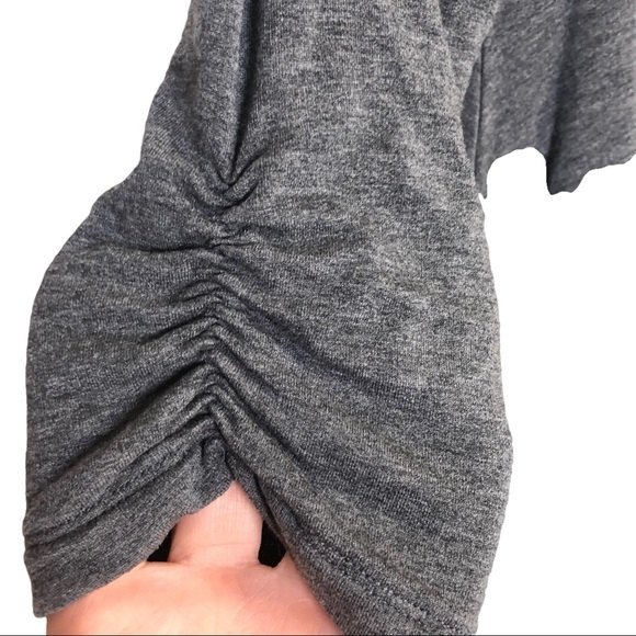 Garnet Hill Gray Stretchy Knit 3/4 Ruched Sleeve Dress Size Small - Picture 3 of 5